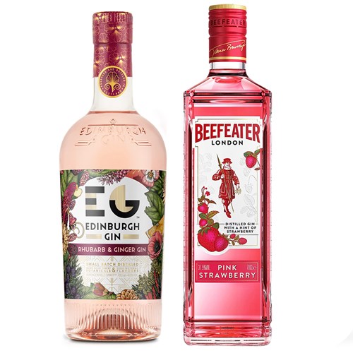 Edinburgh Rhubarb & Ginger Gin & Beefeater Pink Strawberry Gin (2x70cl)